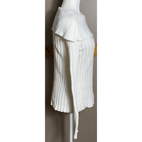 Dressbarn Ivory Sweater Glam Boat Neck Cotton Textured Night Out Holiday Women M - Picture 10 of 11